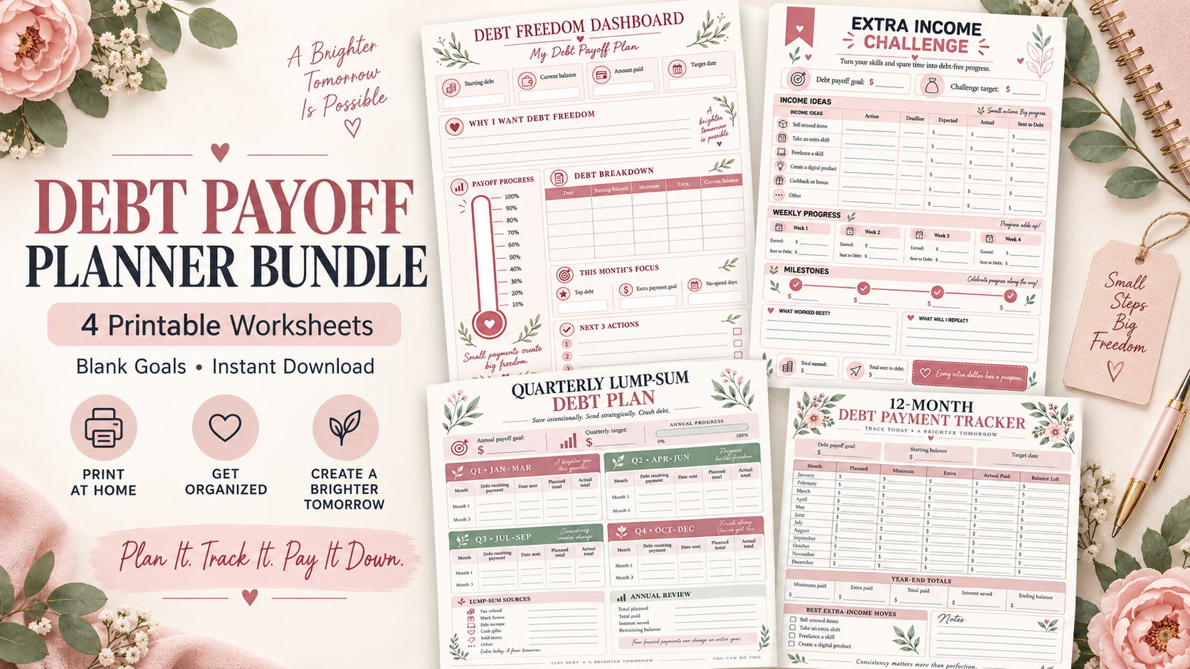 Four-page Debt Payoff Planner Bundle